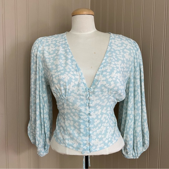 NWT Charlie Holiday Floral Corset Like Blouse Top Women’s Size 6 - Picture 8 of 11